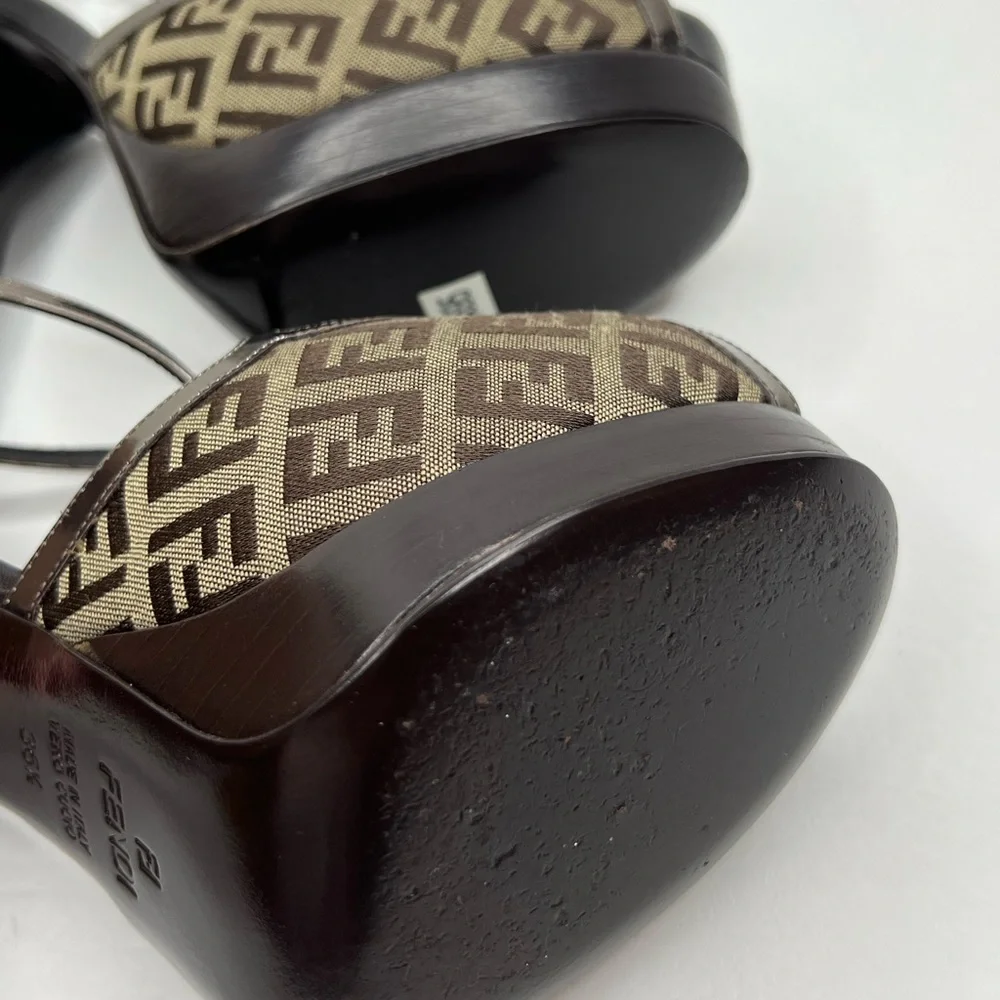 Fendi Brown Monogram Platform Heels
